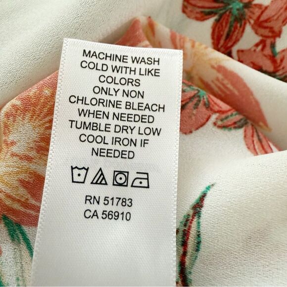 Maurices White & Orange Tropical Floral Open Kimono One Size - Picture 6 of 8